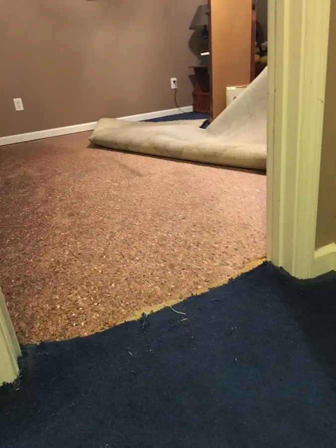Carpet pad removal revealing water damage during Drying & Dehumidification in Fountain Hills